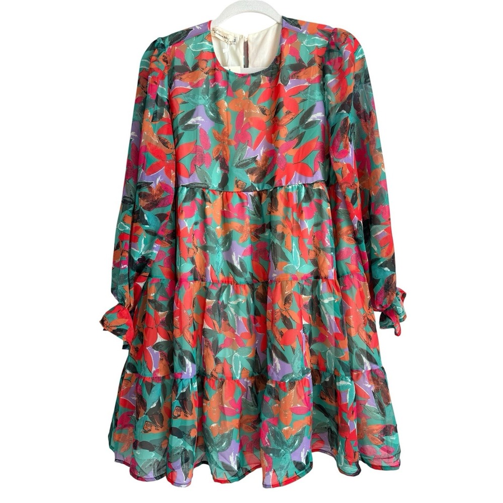 Southern‎ Stitch Women's Multicolor Tiered Abstract Floral Dress Size Medium NEW